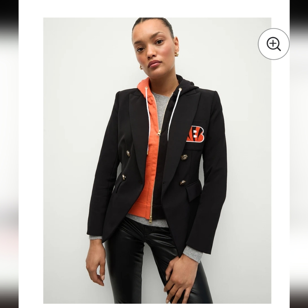 Veronica Beard x NFL Cincinnati Bengals Dickey Black Jacket Sz 14 No Hoodie New